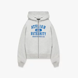 ATELIER EMBLEM Zipper Hoodie - Melange Grey Front