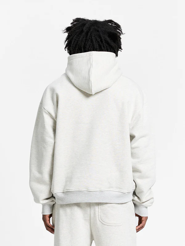ATELIER EMBLEM Zipper Hoodie - Melange Grey M Back