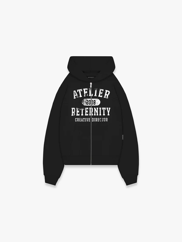Atelier Emblem Zipper Hoodie - Black
