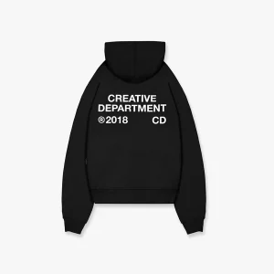 Our CREATIVE DEPARTMENT HOODIE combines premium craftsmanship and exceptional comfort. Made from soft, durable black cotton, it offers a luxurious feel and lifelong lasting quality. A white print on the chest and back adds appeal, designed exclusively for Creative Department members.